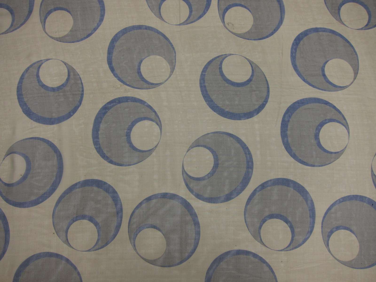 Printed Silk Chiffon Grey Long Crescent Only With Circular Hole Black Outlining On Yellow Background