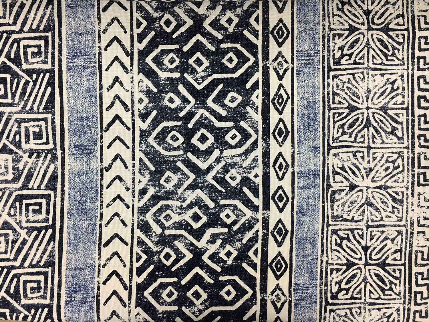 Linen Cotton Blend Upholstery With Tribal Stripe Print0