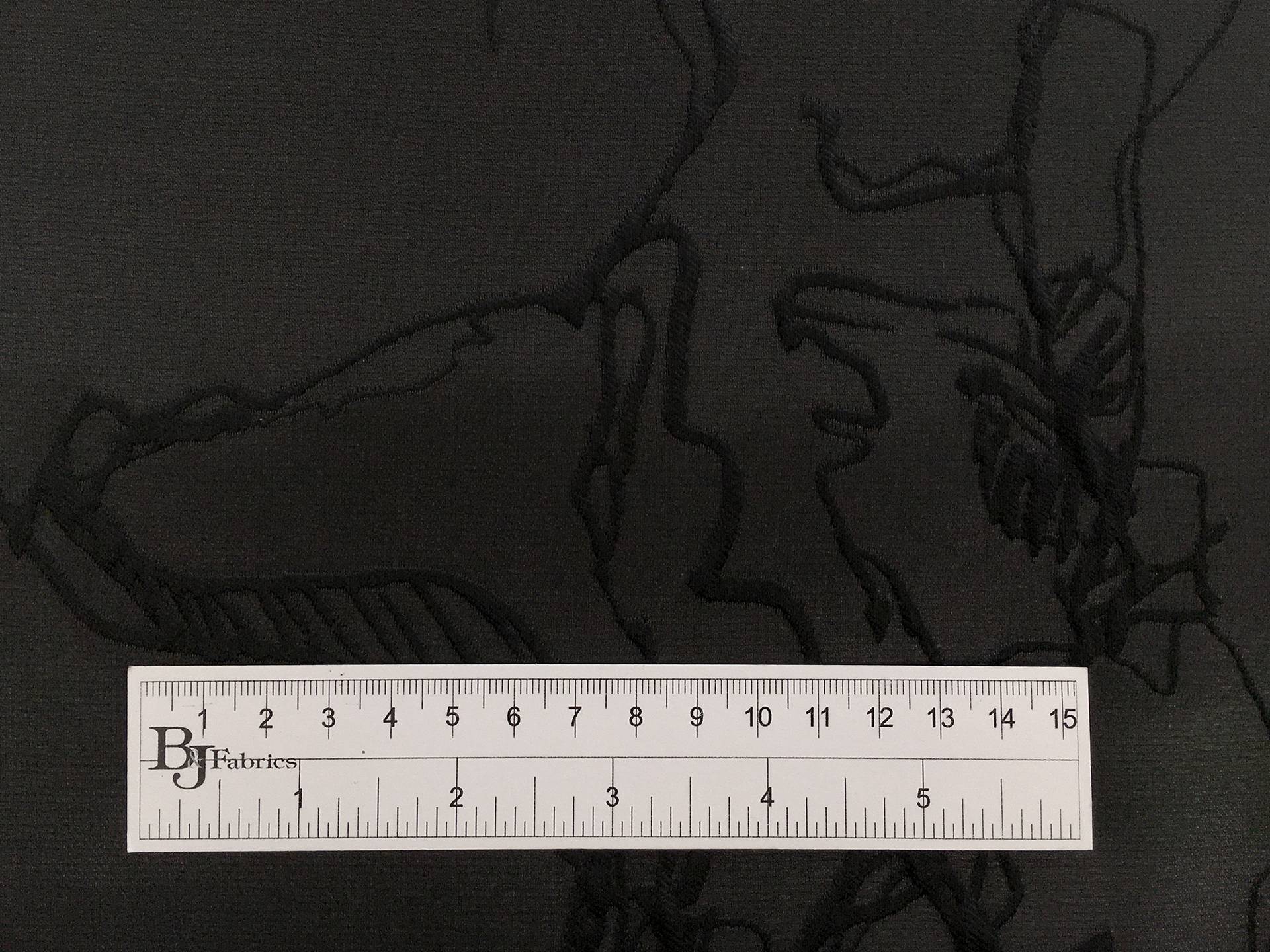 Silk Blend Liquid Cloqué with Abstract Line Drawings1