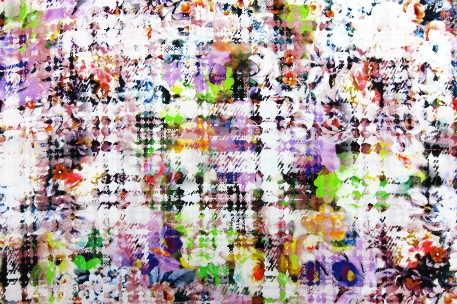 Printed Silk Charmeuse Abstract in Multicolor Background