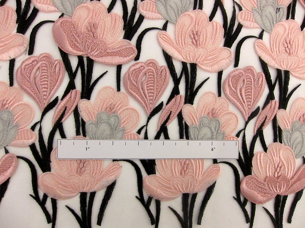 3D Flowers on Embroidered Tulle2
