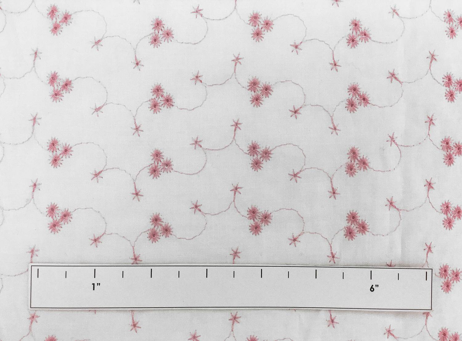 Cotton Eyelet with Embroidered Flowers in Pink1