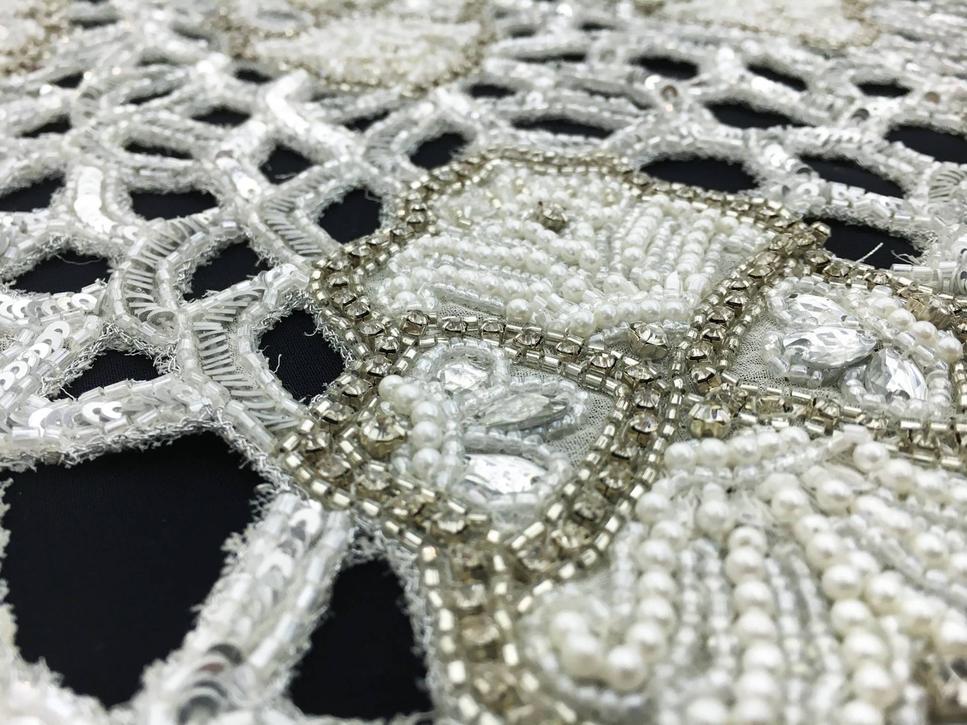 Novelty Crystal and Beads Cut Out Silk Chiffon2
