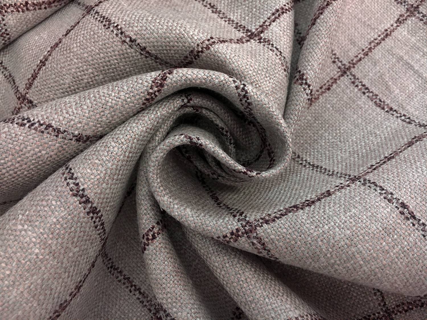 Italian Silk Linen Wool Blend Window Pane in Stone1