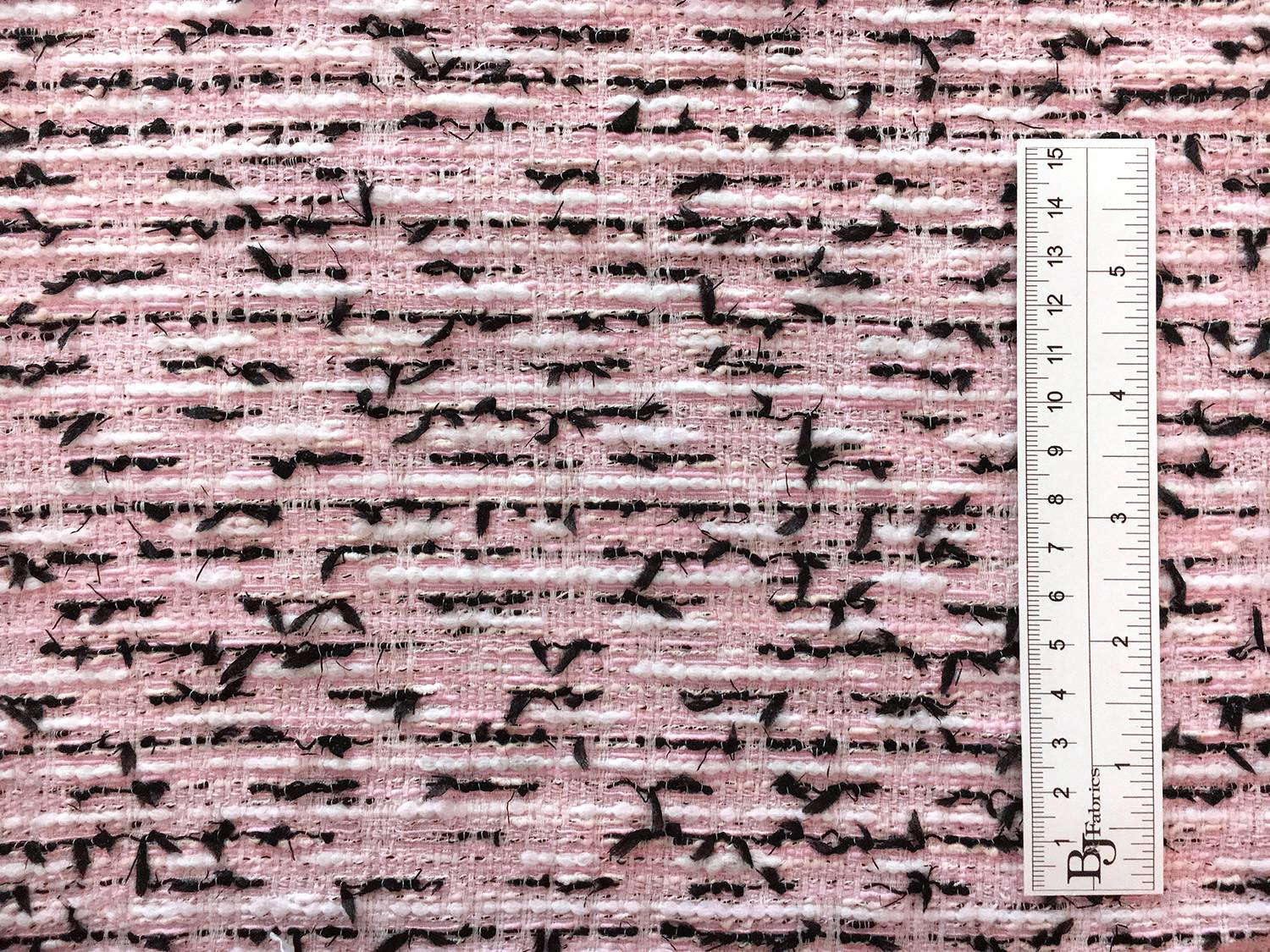 Italian Cotton Blend Tweed in Pink Black White3