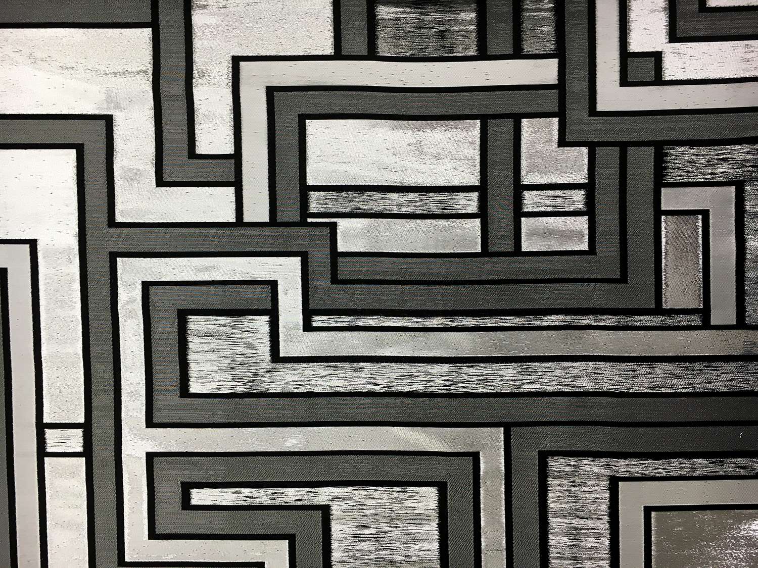 Metallic Geometric Jacquard Brocade in Silver0
