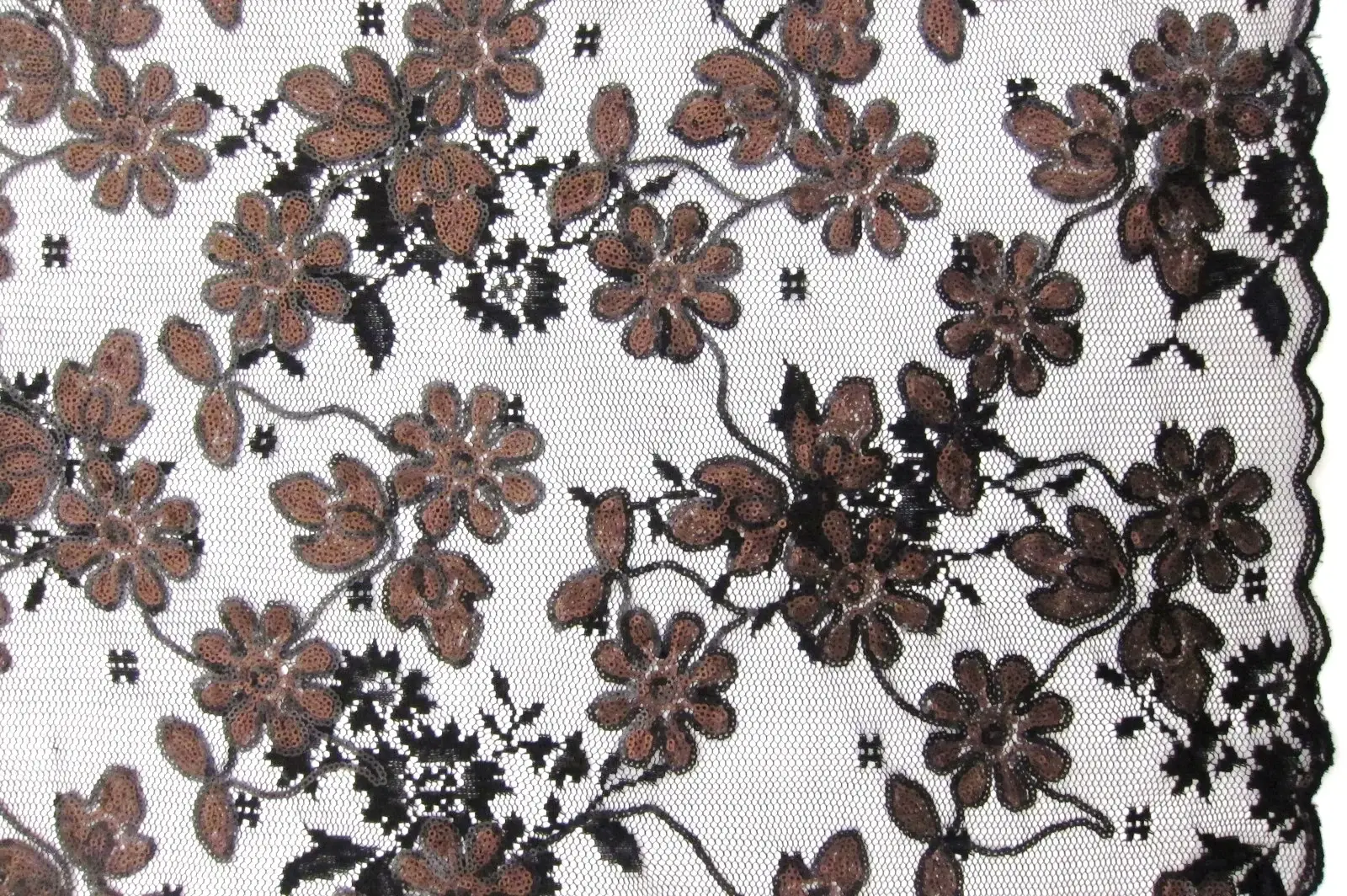 Sequins on Embroidered Tulle0