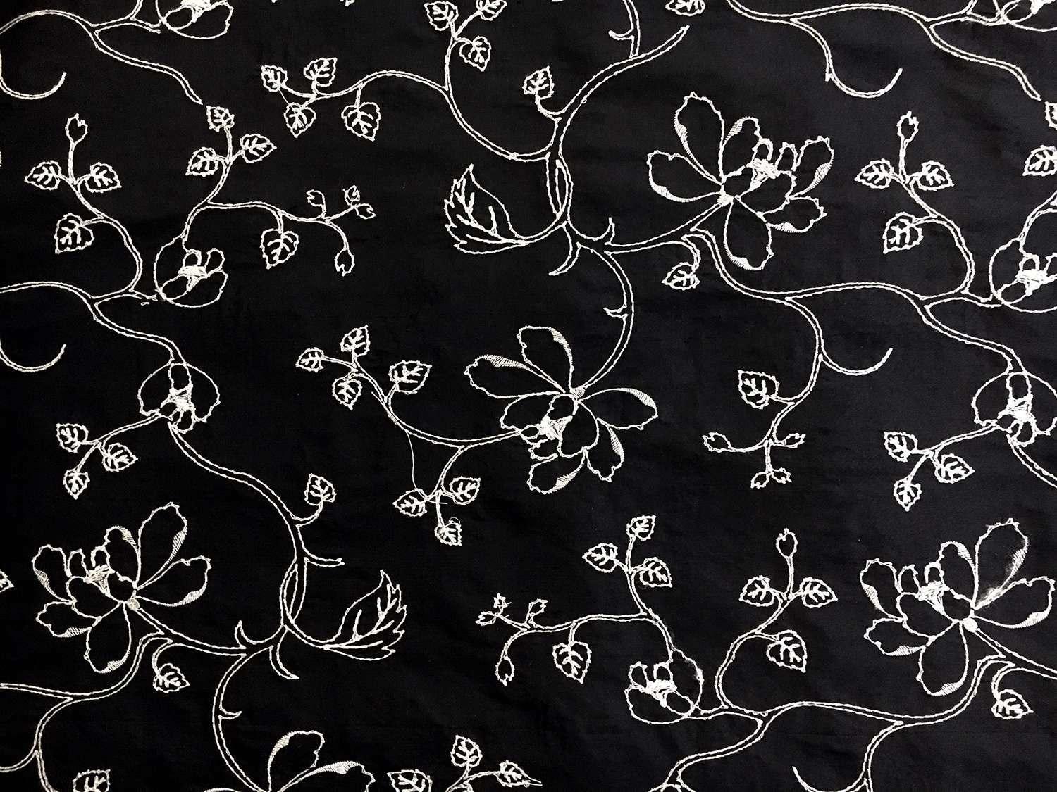 Silk Shantung with Embroidered Florals0