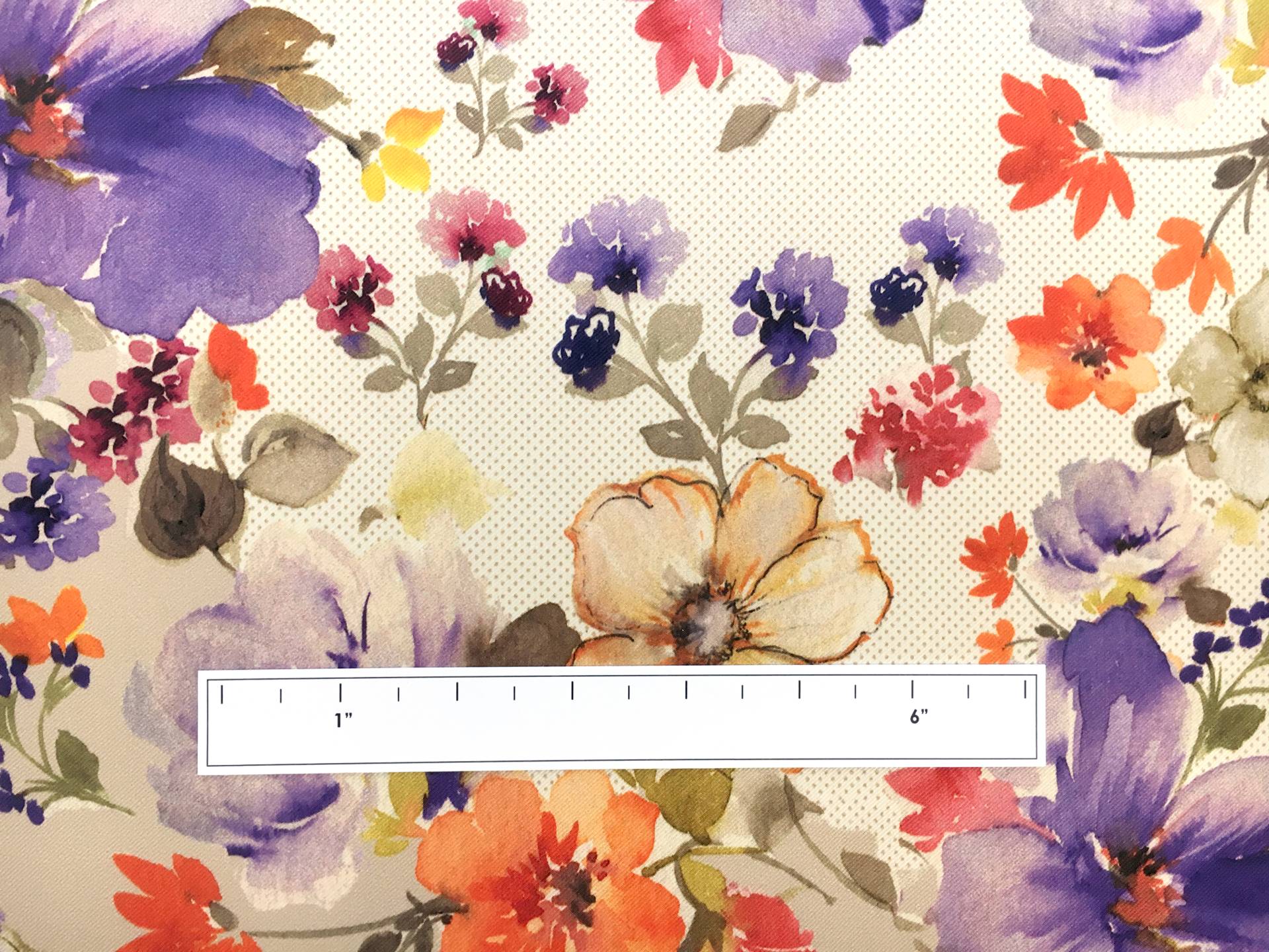 Polyester Mikado with Polka Dots and Floral Border1