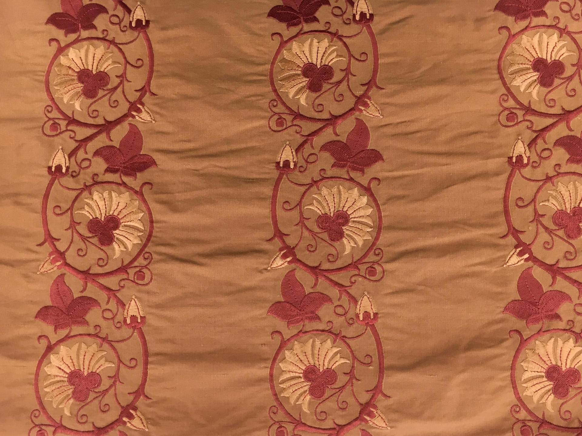 Embroidered Iridescent Silk Chiffon with Rows of Flowers0