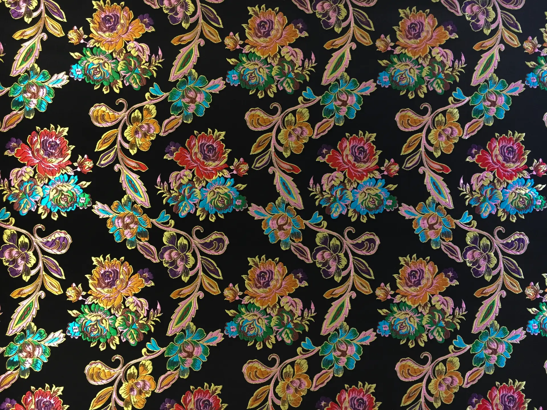 Heavy Jacquard Brocade with Colorful Florals 0