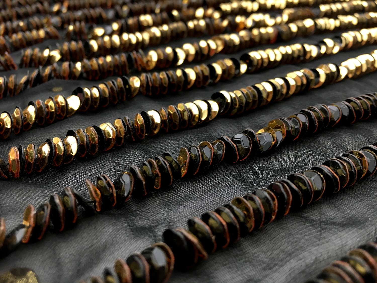 Gold Novelty Sequins on Silk Chiffon0