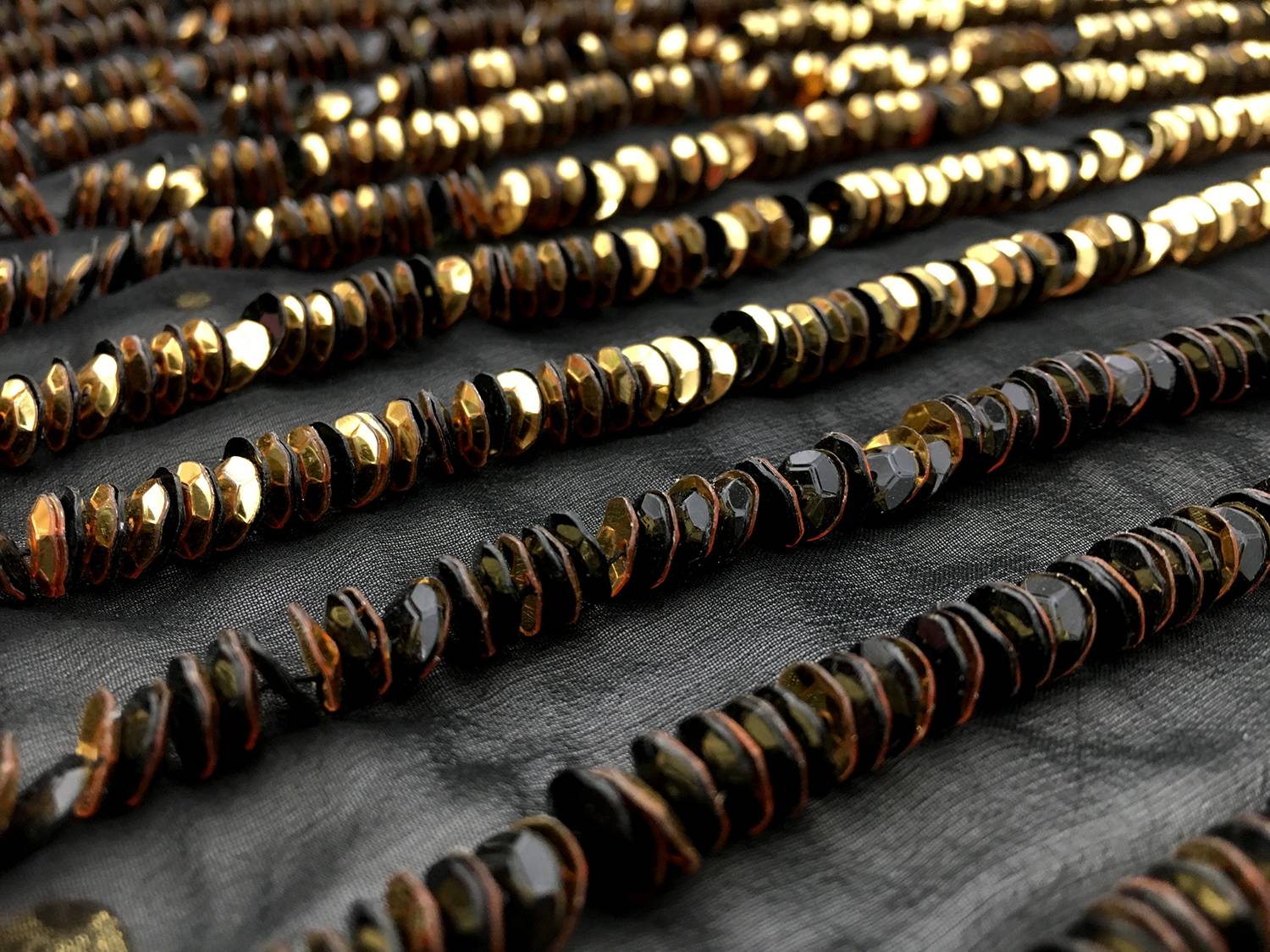 Gold Novelty Sequins on Silk Chiffon0