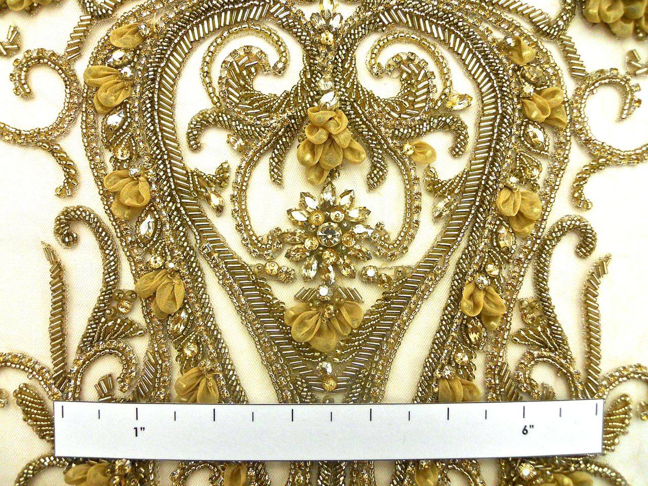 Helen Gold Crystal Beaded Tulle Bodice1