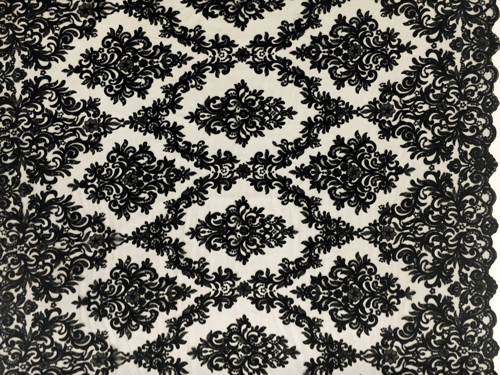 Ornate Embroidered Tulle in Black0