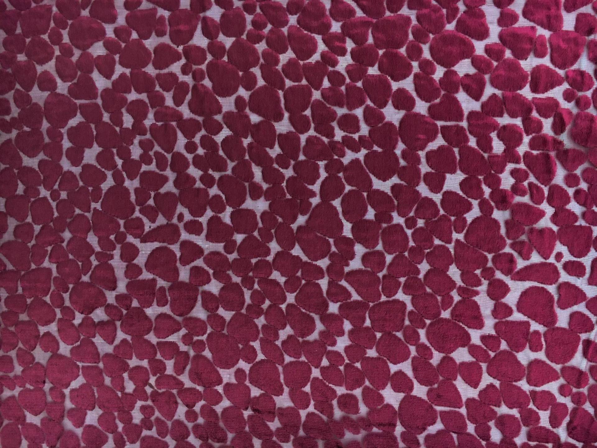 Poly and Rayon Burnout Velvet with Uneven Dots in Wine2