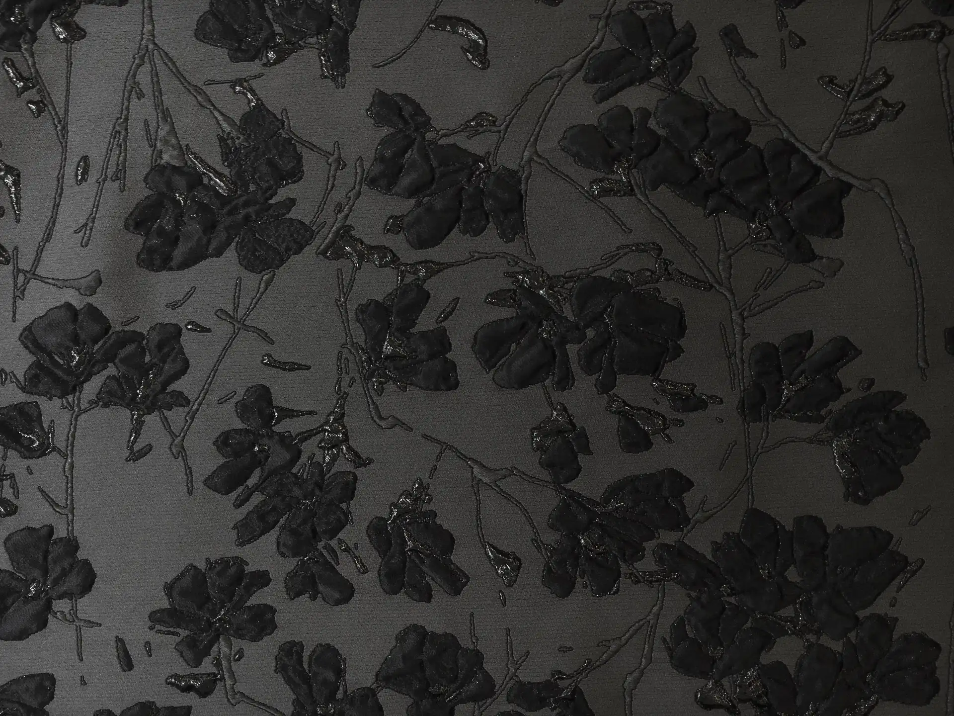 Metallic Floral Cloqué Brocade in Greys