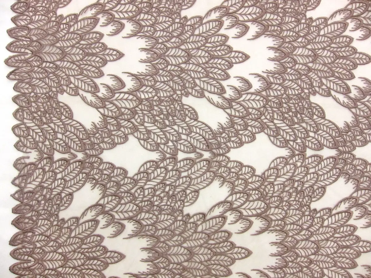 Embroidered Tulle in Old Rose0