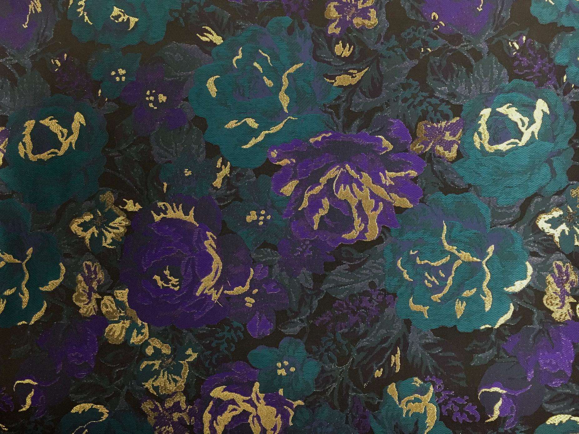Metallic Brocade with Roses and Floral Motifs0