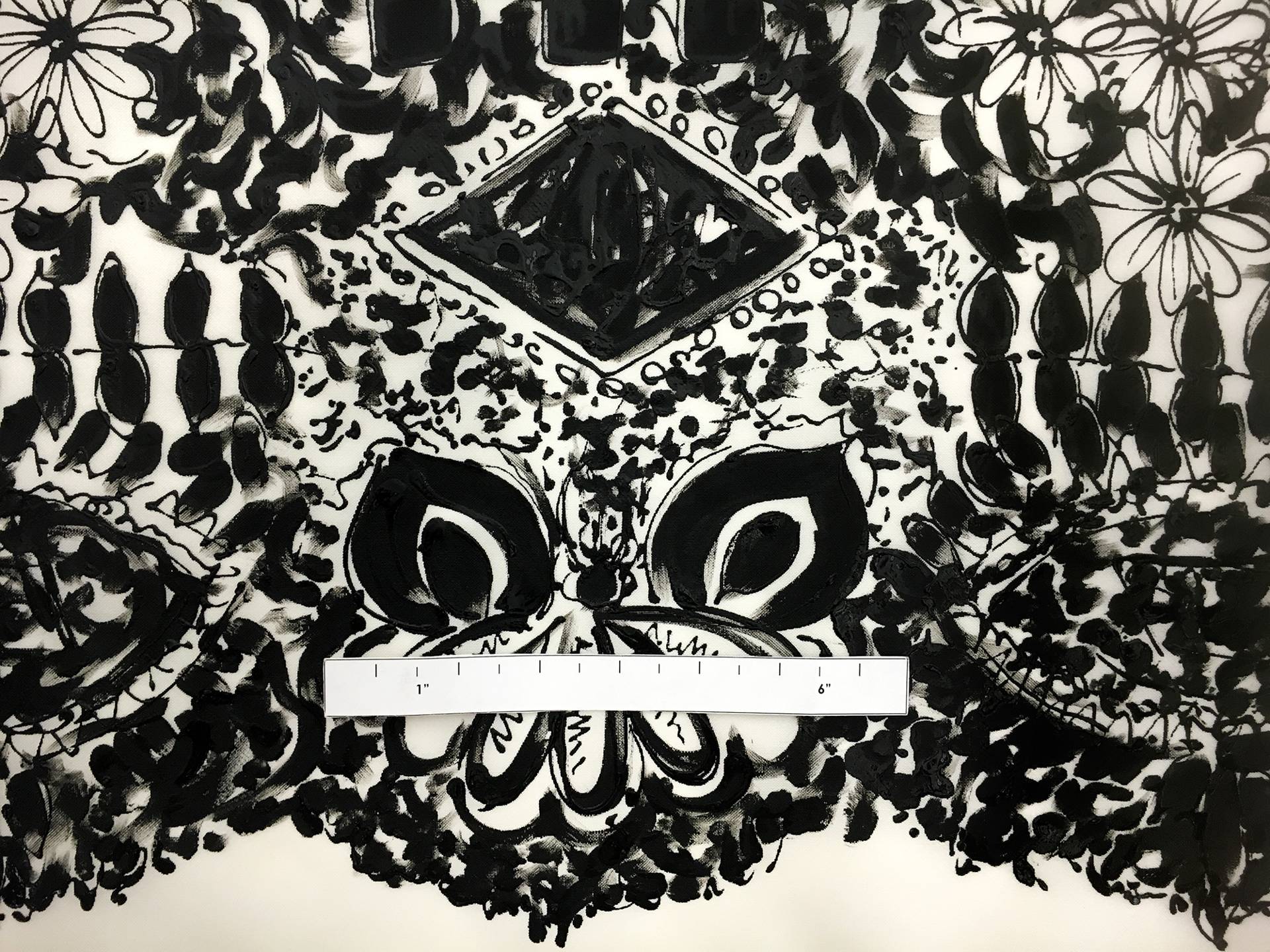 Hand Painted Lacquer Border Silk Gazar Panel1
