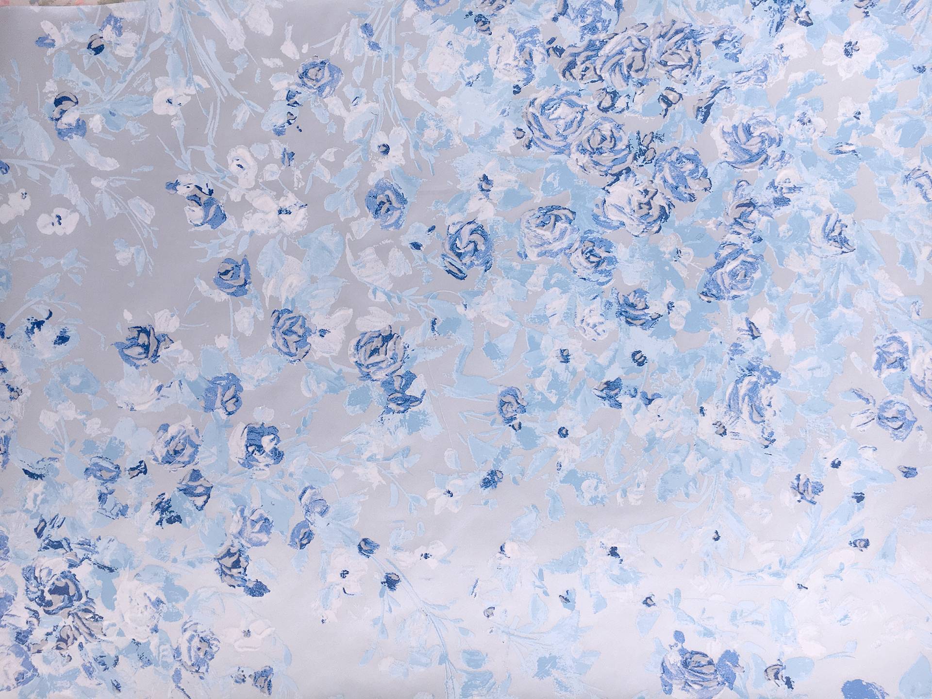 Pigment Printed Silk Satin with Impressionist Roses0