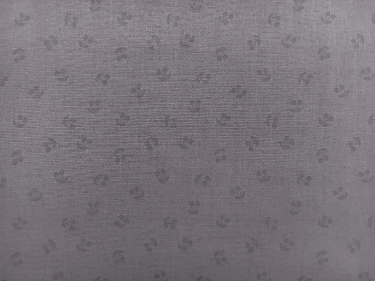 Cotton Broadcloth Cherries Print in Grey 0