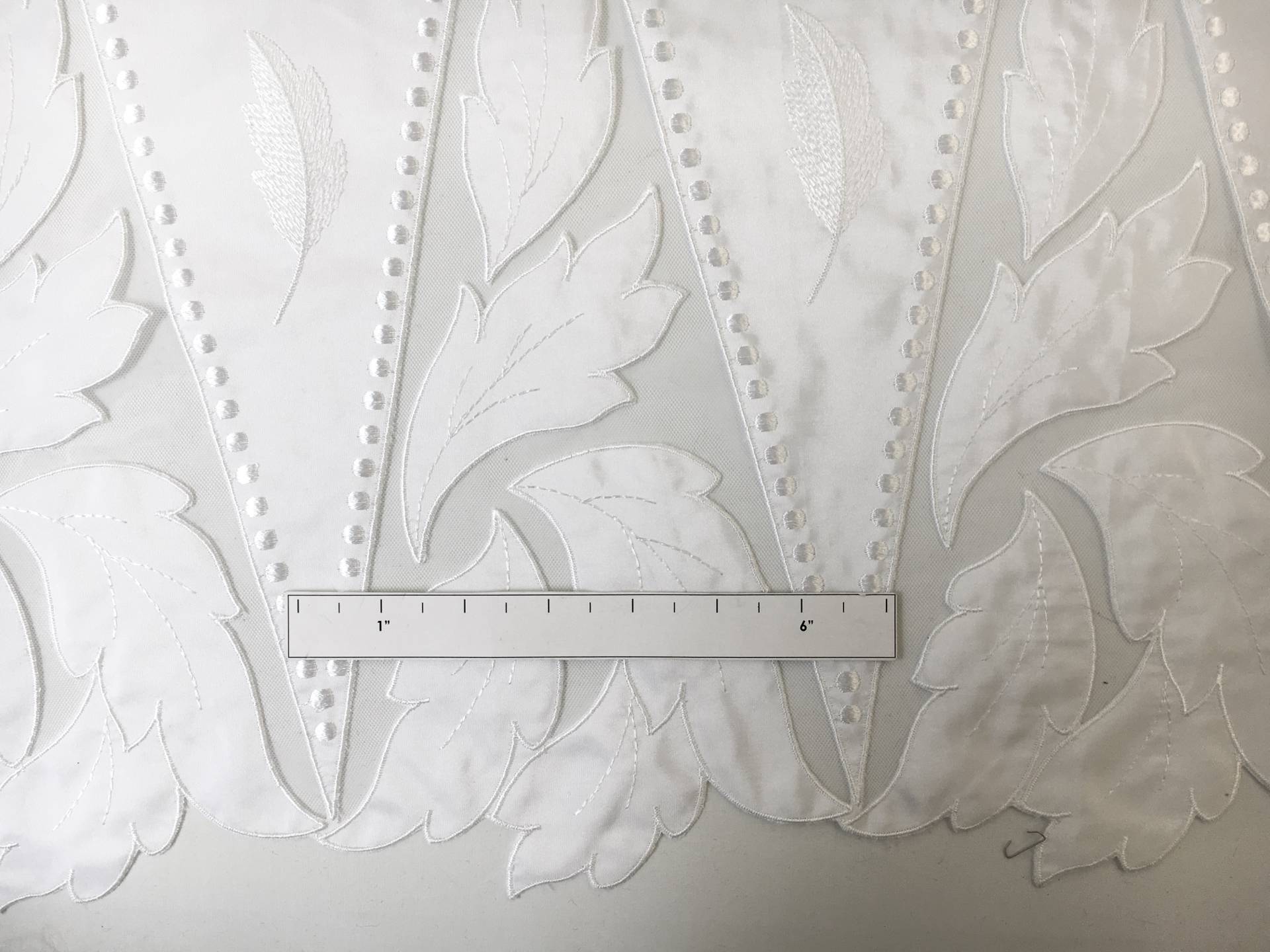 Bridal Taffeta with Embroidered Geometric Patterns and Leaves Border1