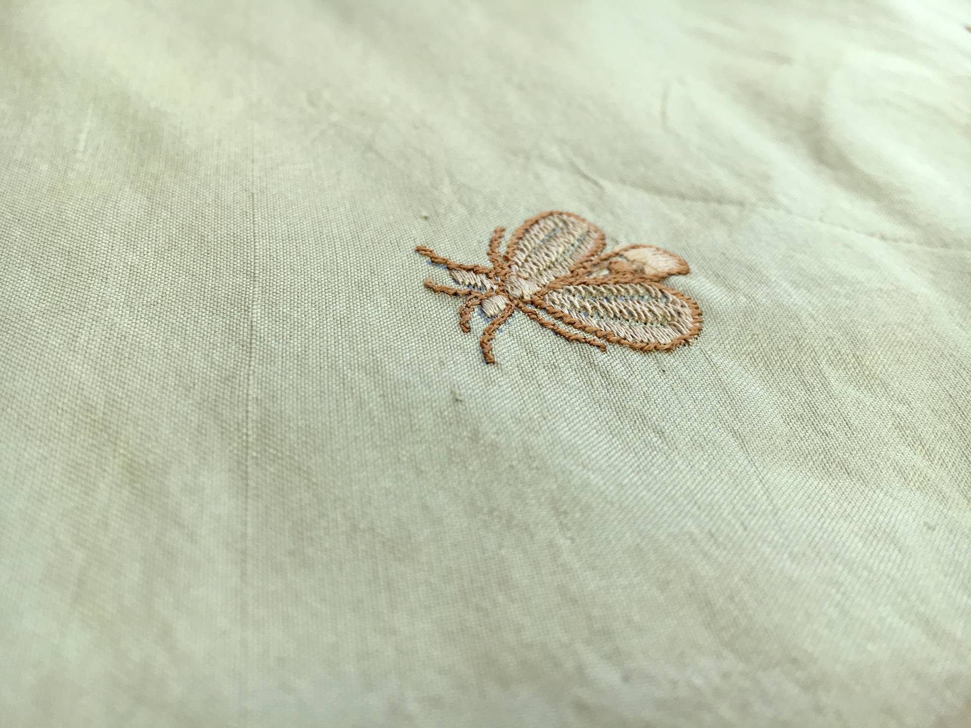 Embroidered Silk Shantung with Flies2
