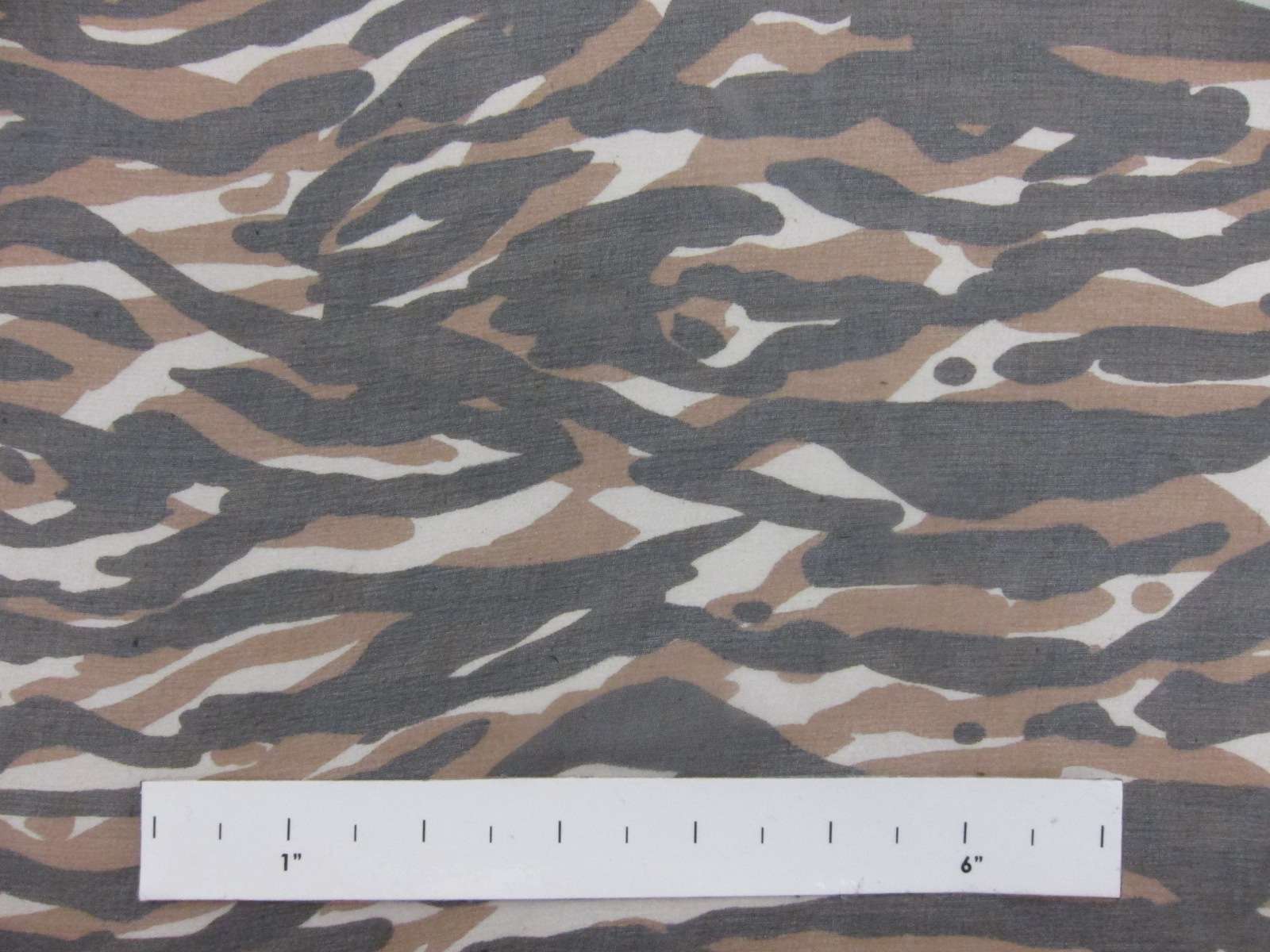 Printed Silk Chiffon Black Brown Stripe Black Brown Dot On White Background