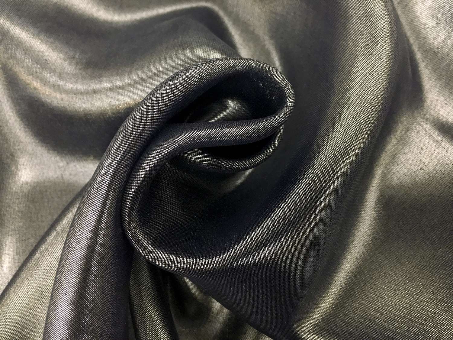 Microfiber Silver Metallic Chiffon in Navy