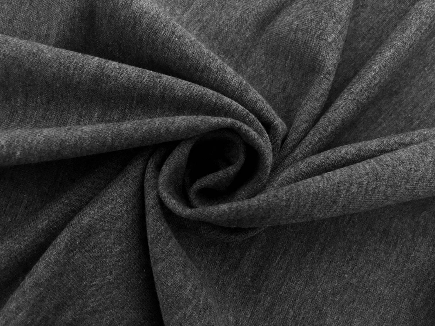 Cotton And Spandex French Terry in Charcoal Heather Grey1