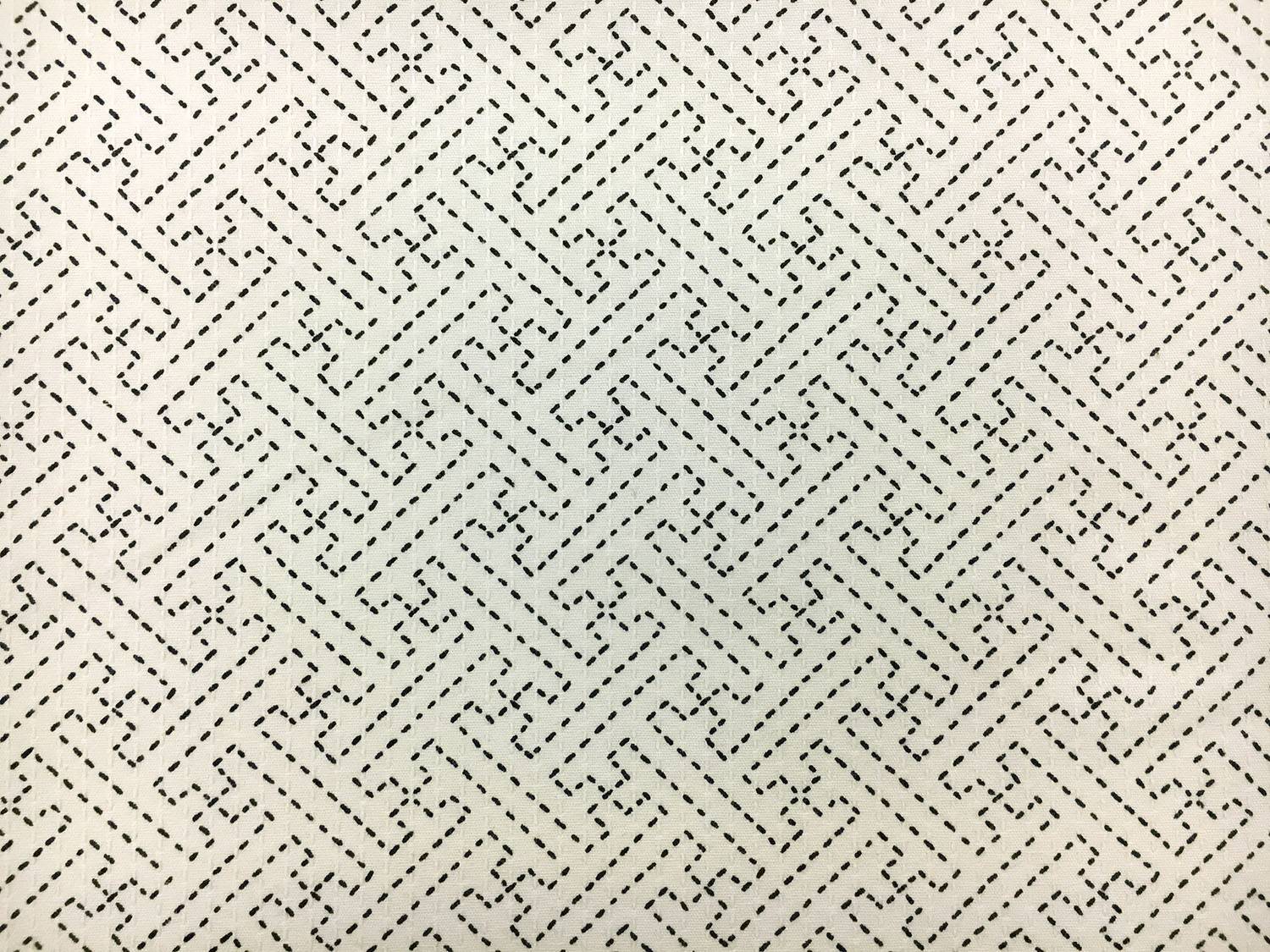 Japanese Textured Cotton With Pinstriped Maze Print0