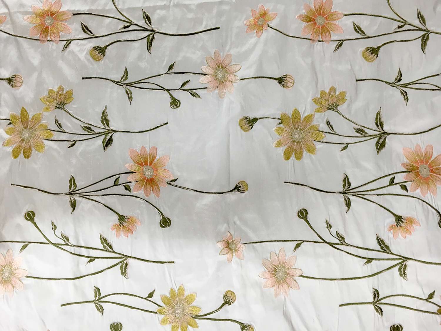 Embroidered Silk Shantung with Florals0