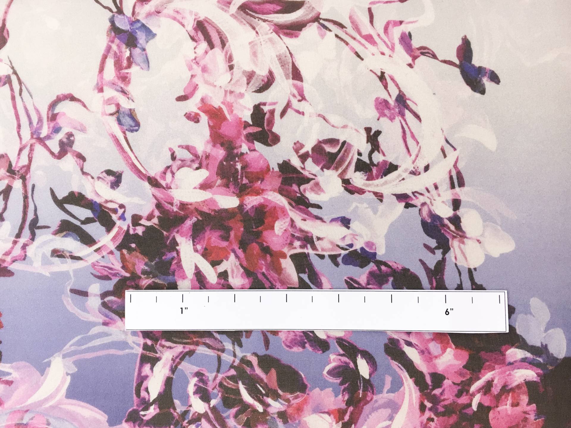 Detailed Printed Organza with Flowers and Swirls1