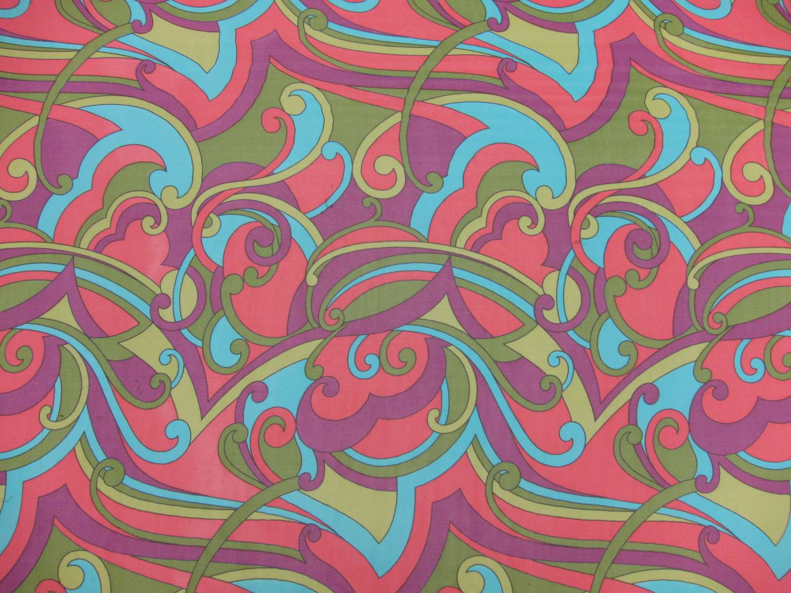 Printed Silk Chiffon Pink Green Purple Blue Abstract