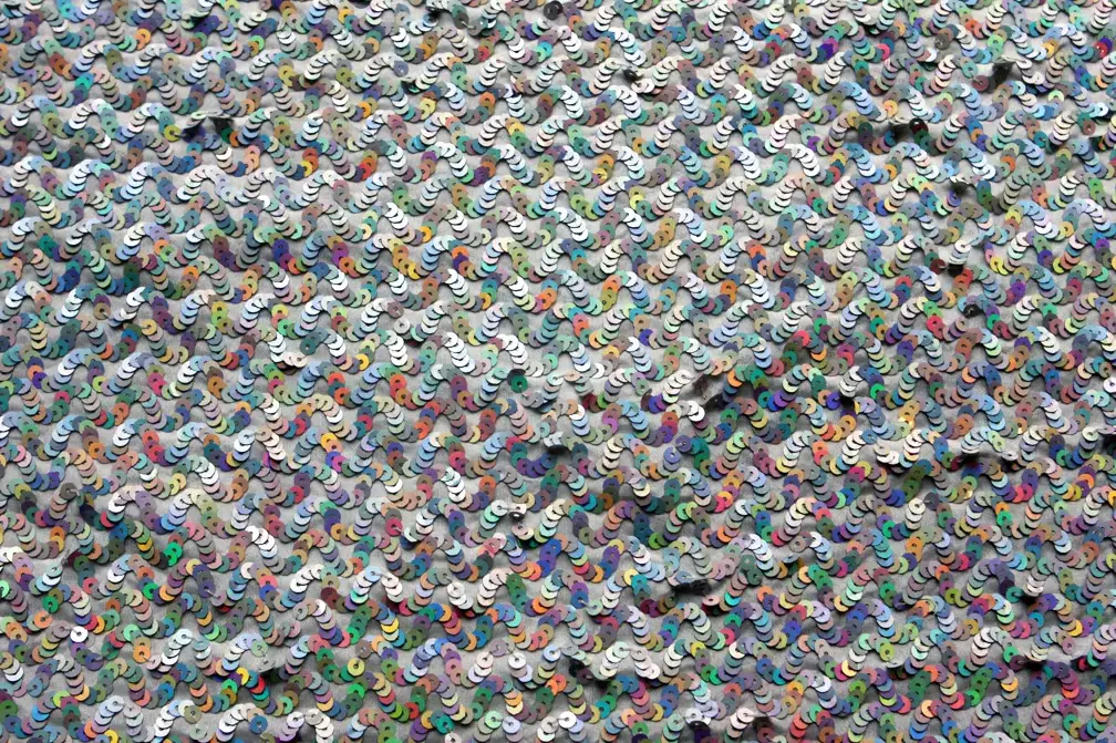 Hologram Sequins on Silk Habutai0