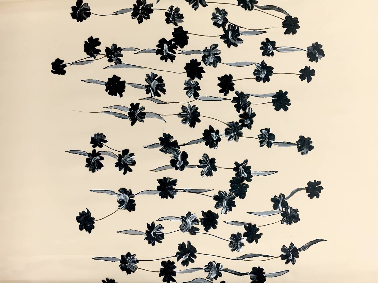 Nude Illusion with Hand Painted Flowers0
