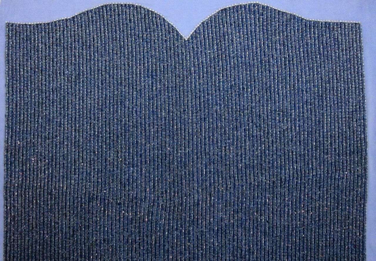 Suzanne Royal Bugle Bead Embroidered Tulle Bodice 0