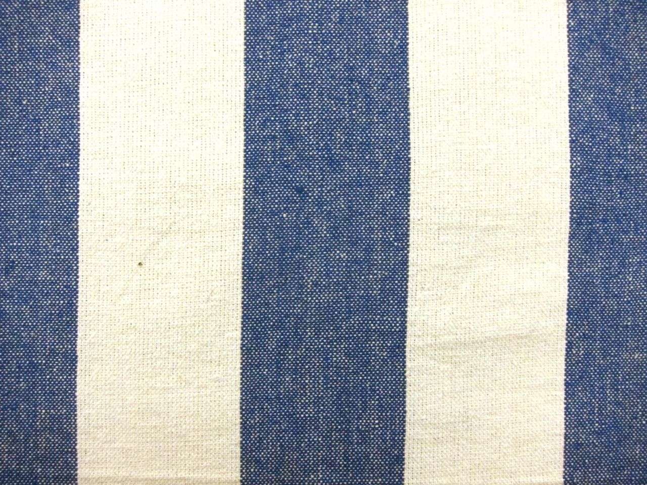 Cotton Upholstery 3" Stripe In Blueberry And Ivory0