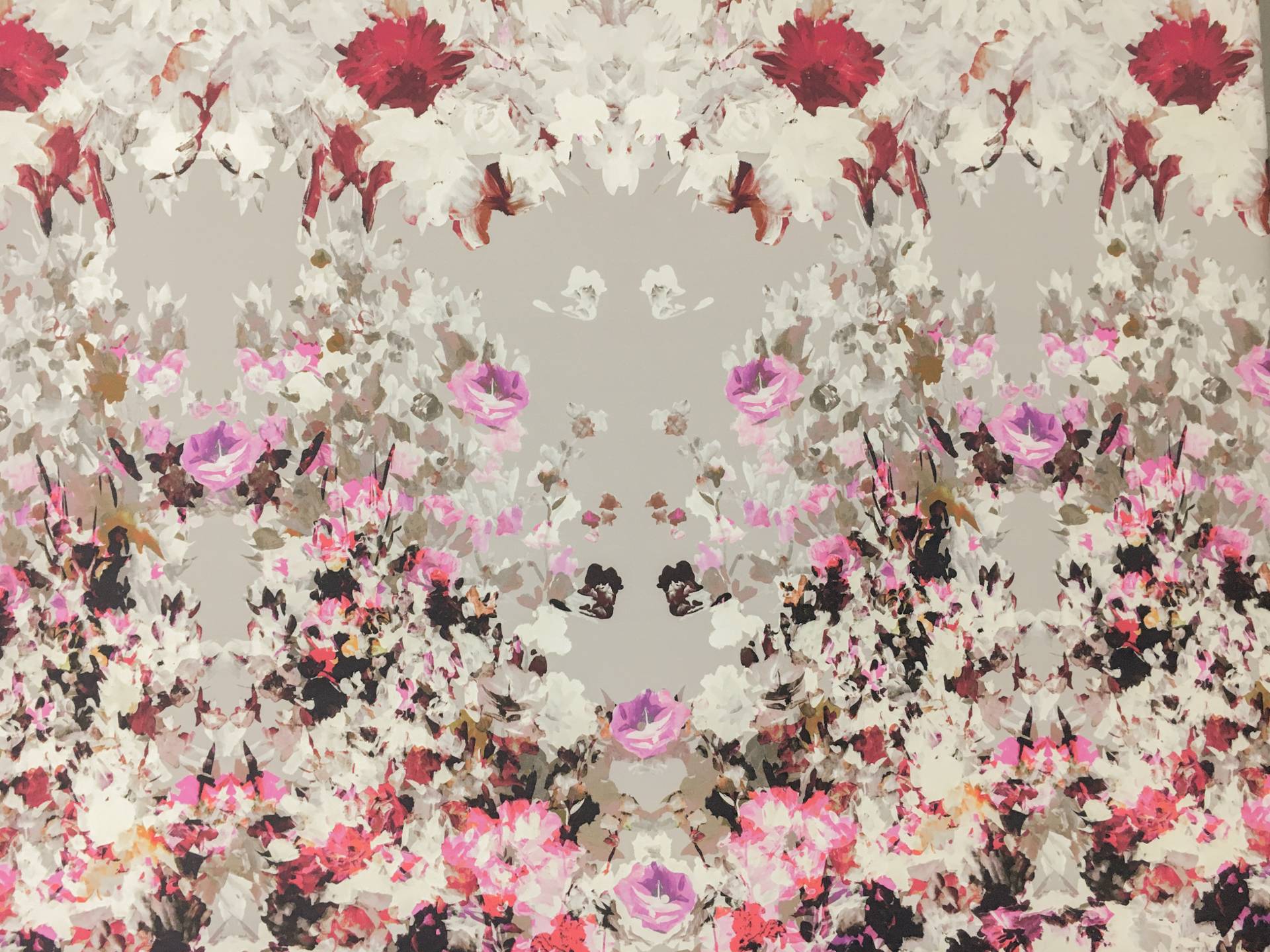 Printed Heavy Silk and Wool with Large Sections of Painterly Florals0