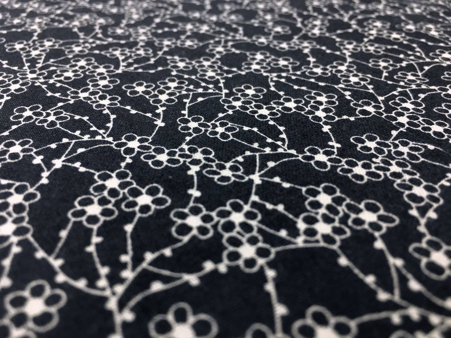 Cotton Broadcloth With Floral Print in Navy and White2