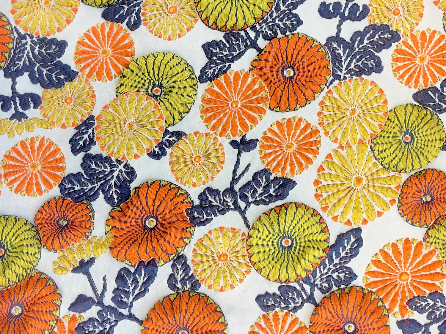 Cloqué Brocade with Retro Floral Patterns0