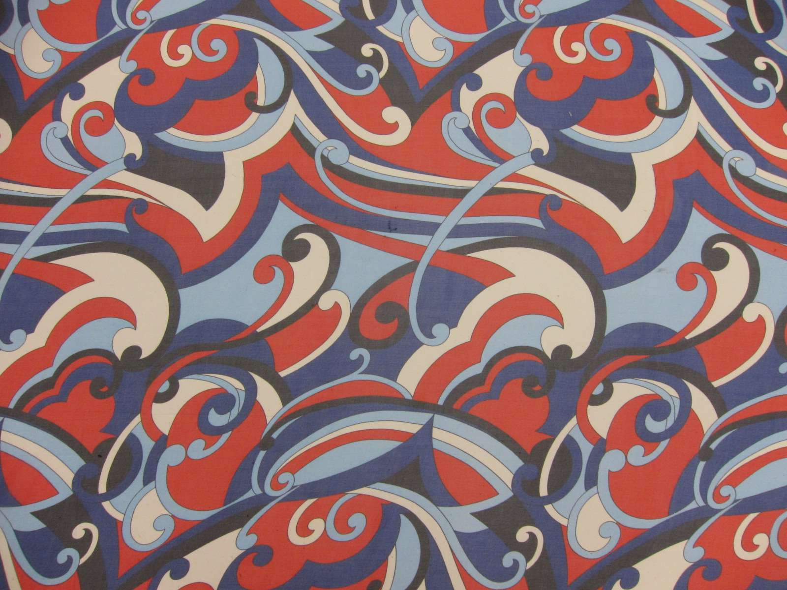 Printed Silk Chiffon Red Yellow Blue Black Floral On Red Yellow Blue Black Background
