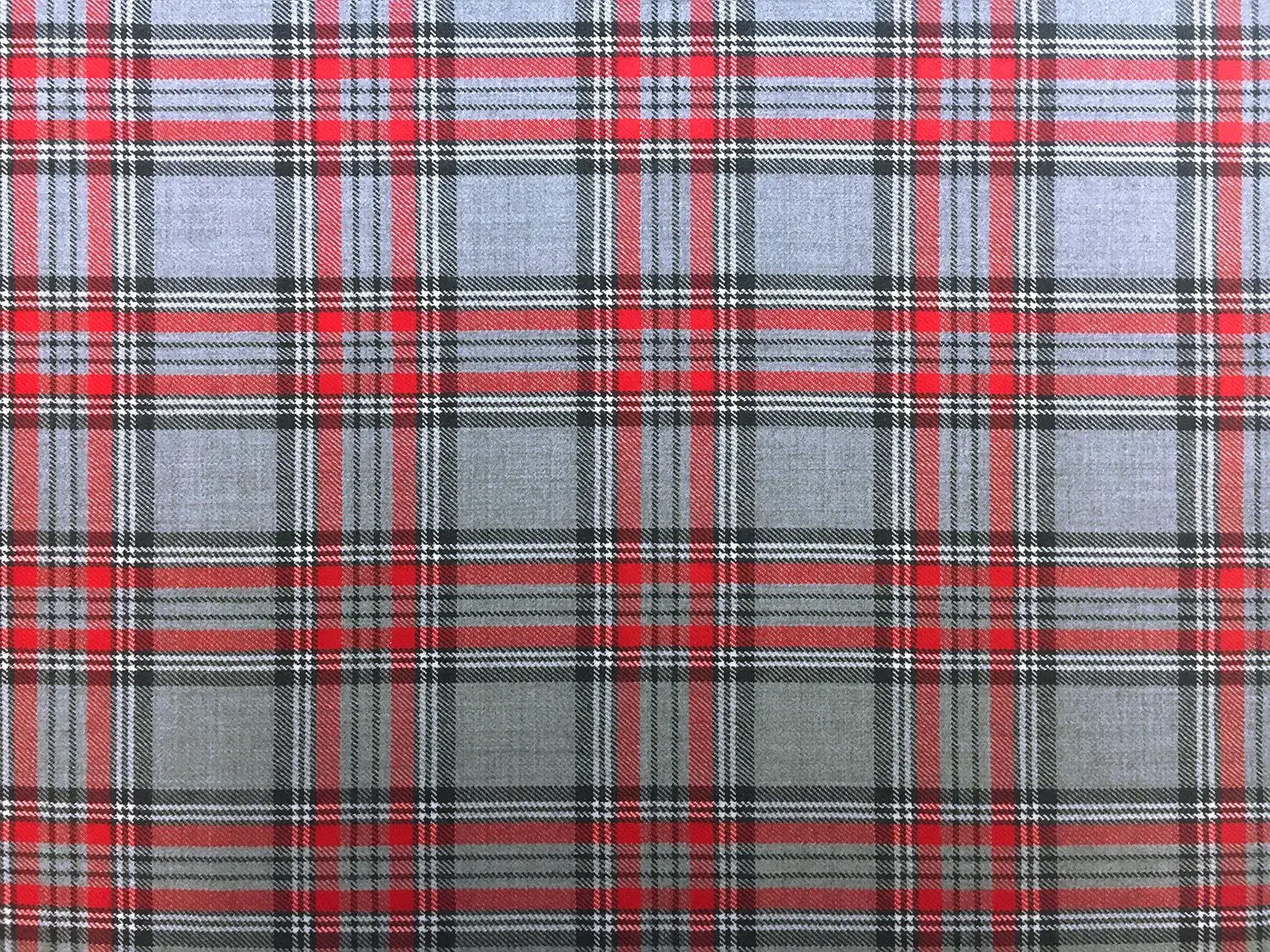 Italian Virgin Wool Tartan Plaid in Grey and Red0
