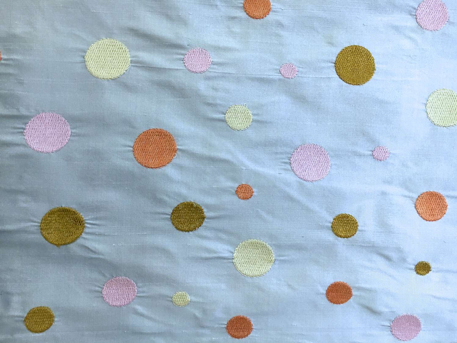 Iridescent Silk Shantung with Embroidered Dots0