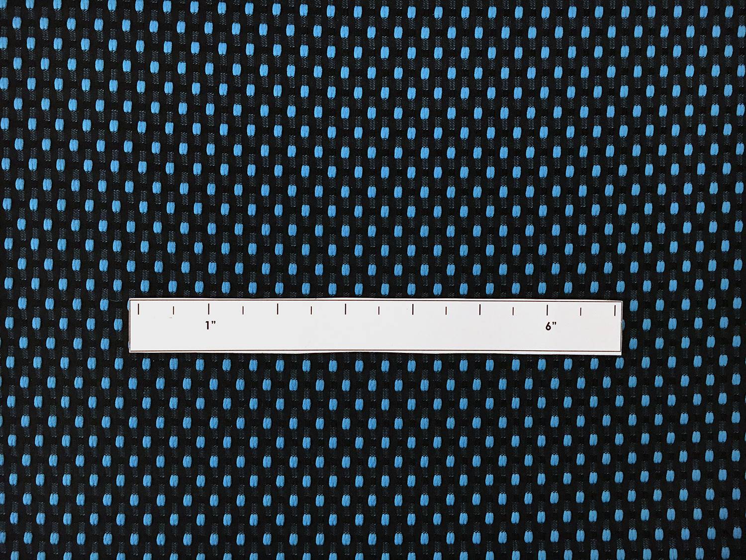 Polyester Swiss Dot Brocade with Aqua Dots1