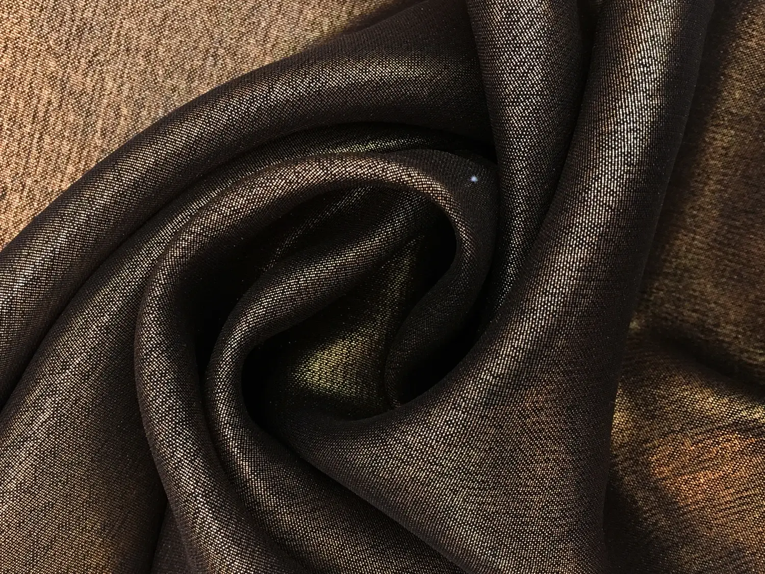 Microfiber Gold Metallic Chiffon in Black0