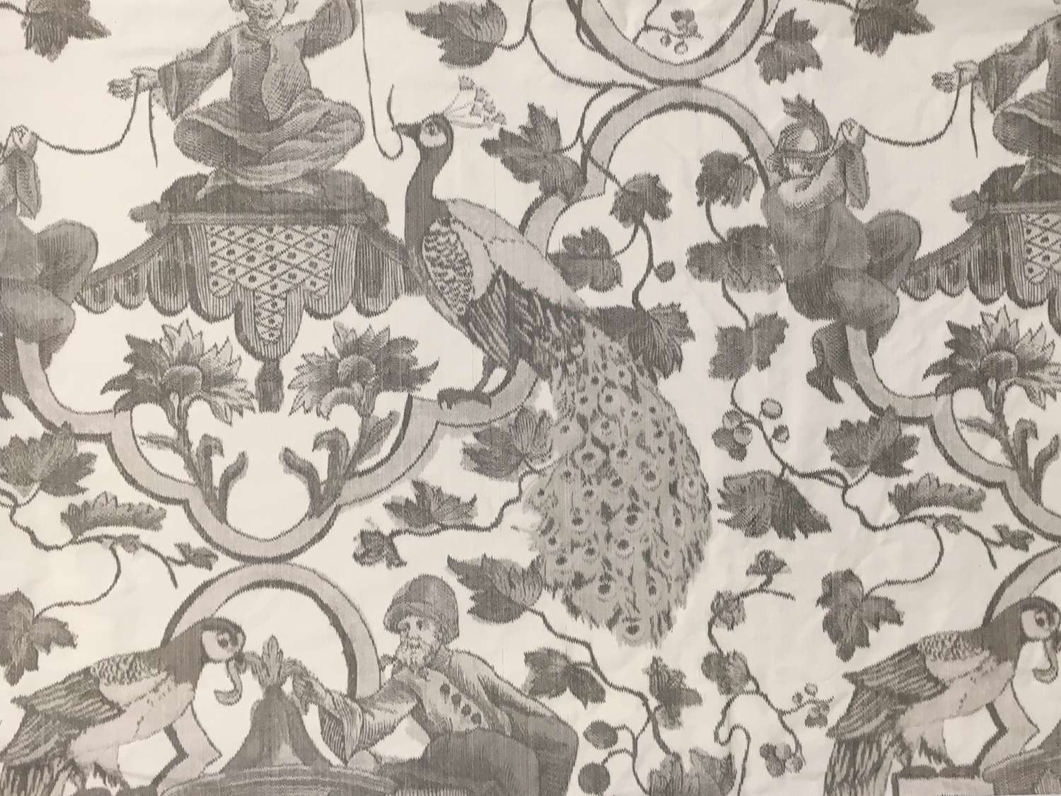 Warp Printed Heavy Silk Taffeta with Provincial Scenes0