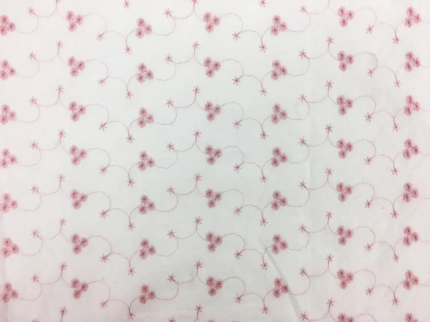 Cotton Eyelet with Embroidered Flowers in Pink0
