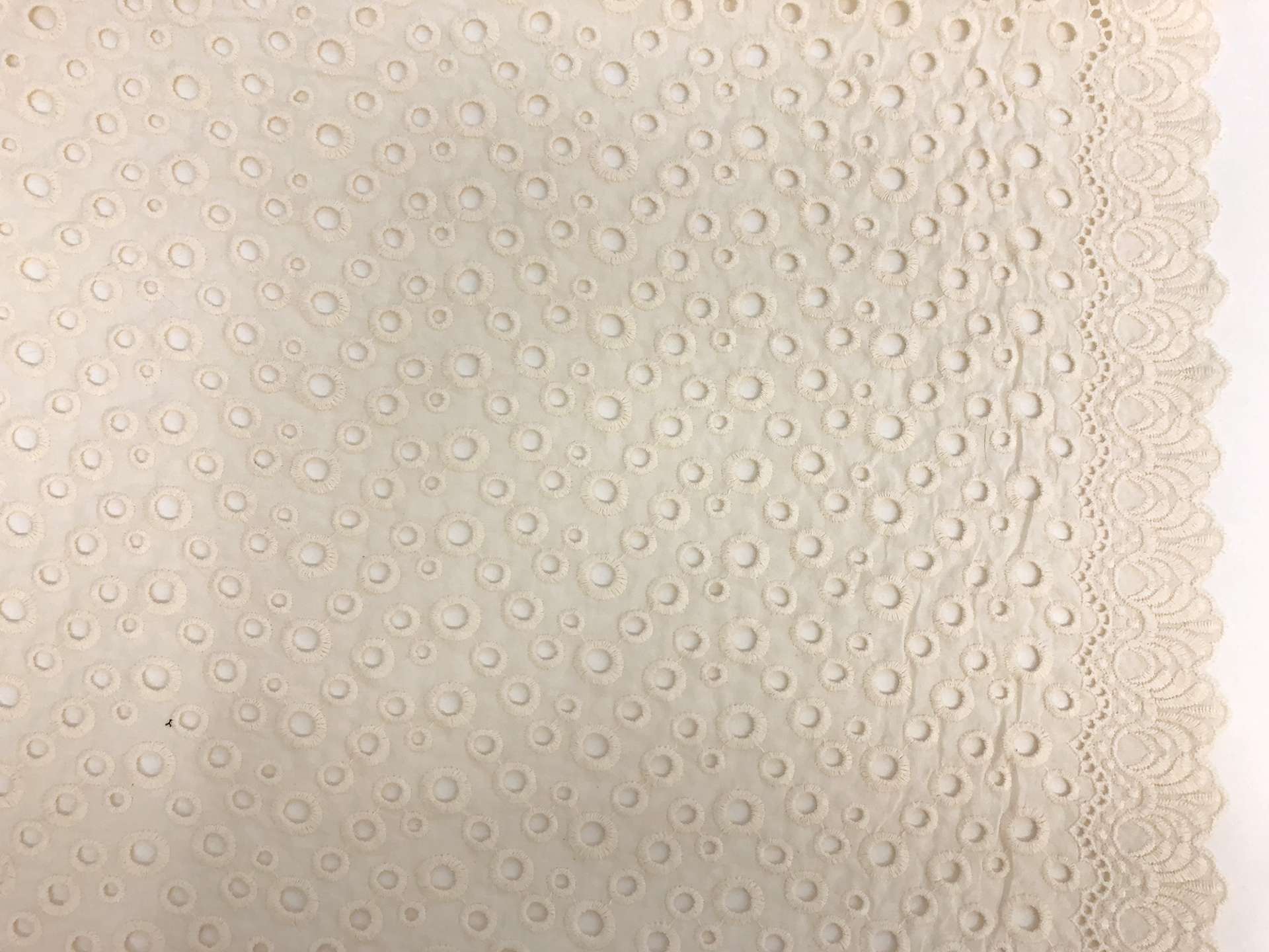 Natural Cotton Eyelet With Scalloped Edge0